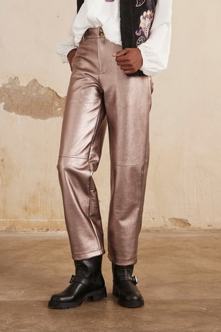 Pantaloni a vita alta Thumbai - Argentato