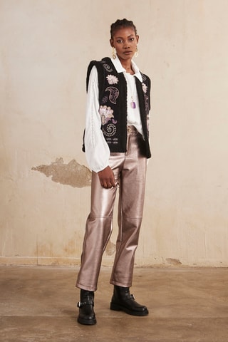 Pantaloni a vita alta Thumbai - Argentato