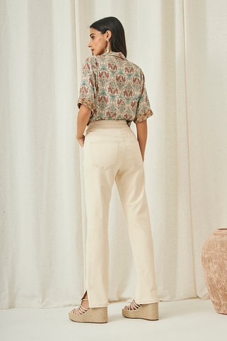 Pantaloni a vita alta Piano - Ecrù