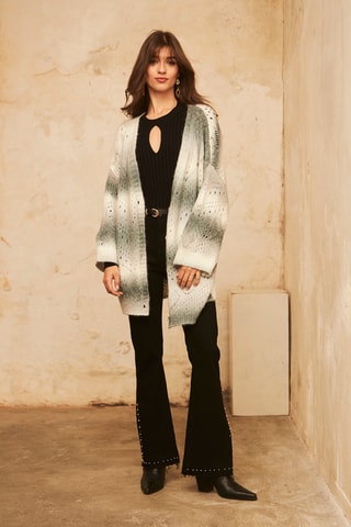 Gilet long tie and dye Marjani - Gris