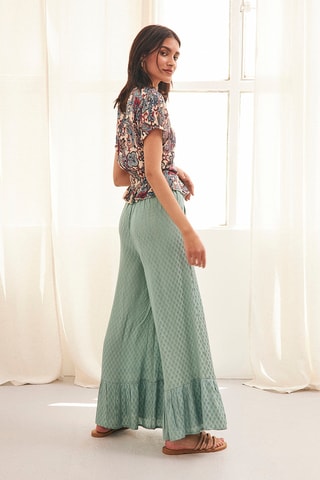 Pantalon palazzo taille haute Bala - Vert