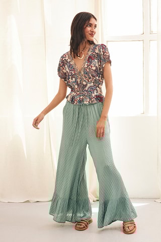 Pantalon palazzo taille haute Bala - Vert