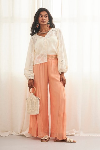 Pantalon palazzo taille haute Rumin - Orange