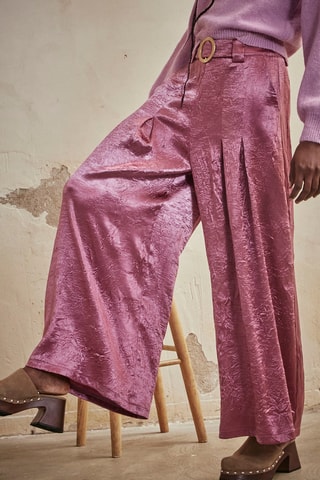 Pantalon palazzo taille haute Alen - Rose