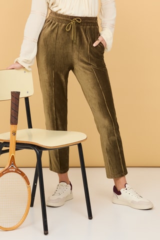 Pantaloni in velluto a vita alta Pascua - Kaki