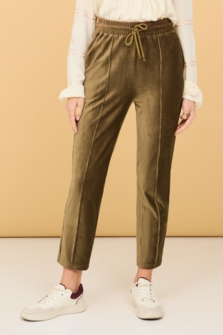 Pantaloni in velluto a vita alta Pascua - Kaki