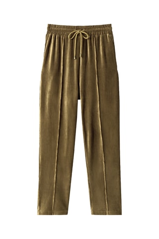 Pantaloni in velluto a vita alta Pascua - Kaki