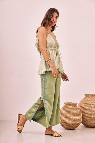 Pantaloni straight Noira - Verde