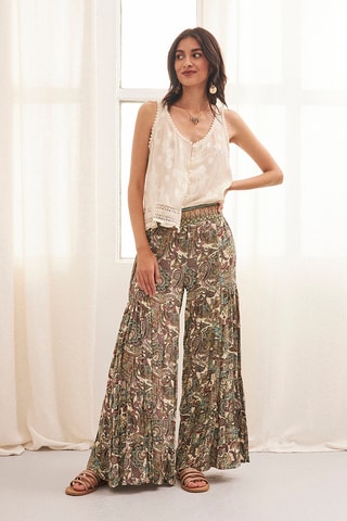 Pantalon palazzo taille haute Sakil - Vert