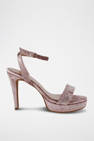 Sandales à talons en velours - Taupe