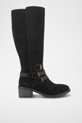 Bottes en nubuck - Noir et argenté