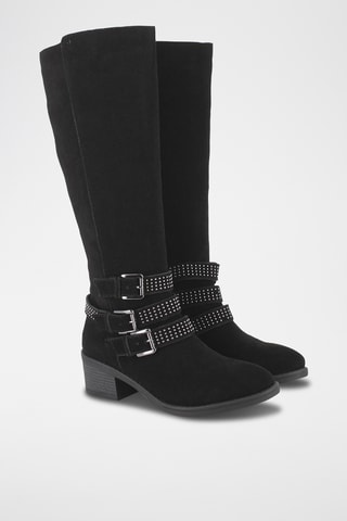 Bottes en nubuck - Noir et argenté