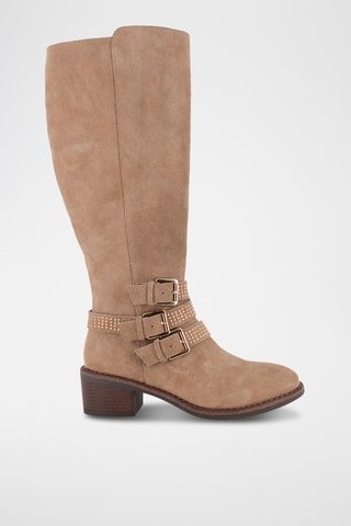 Bottes en nubuck - taupe et argenté