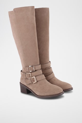Bottes en nubuck - taupe et argenté