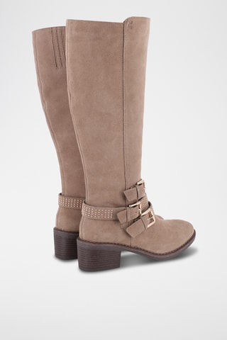 Bottes en nubuck - taupe et argenté