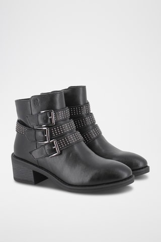 Bottines en cuir - Noir et argenté