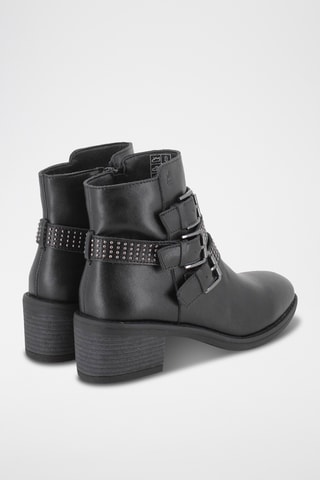 Bottines en cuir - Noir et argenté