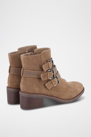 Bottines en nubuck - Taupe et argenté