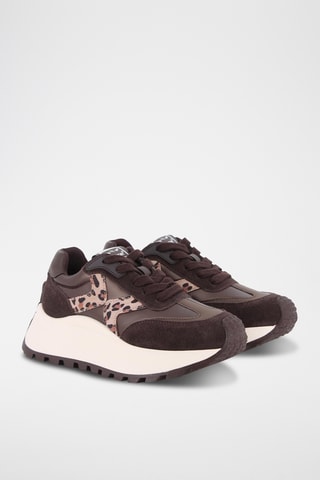 Baskets plateformes en cuir - Marron