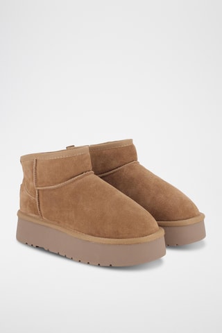 Bottines fourrées plateformes en nubuck - Camel