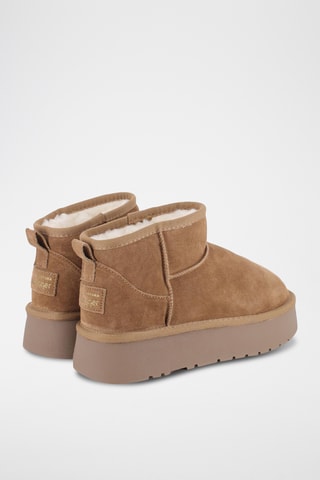 Bottines fourrées plateformes en nubuck - Camel