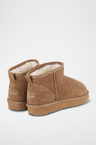 Bottines fourrées plateformes en nubuck - Camel