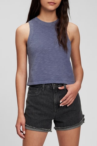 Camiseta de tirantes de algodón orgánico - Azul marino jaspeado