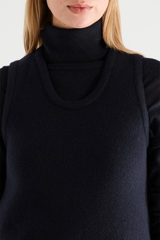 Jersey efecto doble prenda de lana - Azul marino