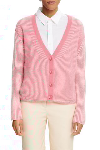 Cárdigan de lana y alpaca - Fucsia y crudo