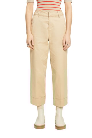 Pantalón recto 7/8 de tiro alto - Beige