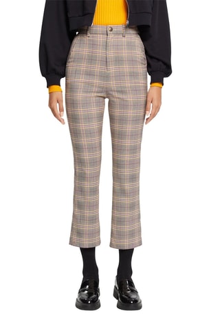 Pantalón de tiro alto 7/8 - Beige y gris