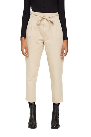 Pantalón carrot 7/8 de tiro alto - Beige