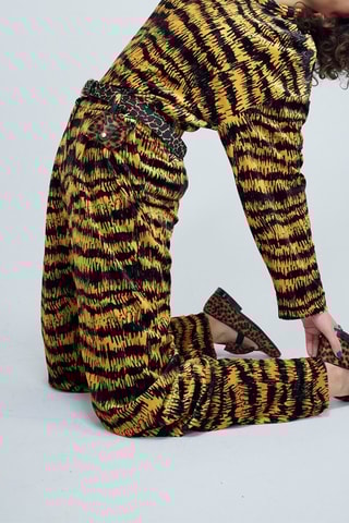 Pantalón recto - Negro y amarillo