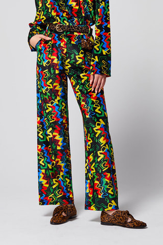 Pantalón wide leg - 
Negro