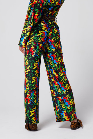 Pantalón wide leg - 
Negro