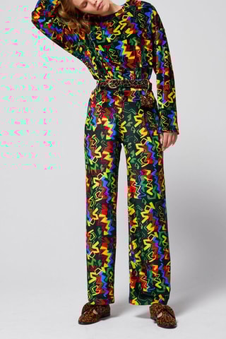 Pantalón wide leg - 
Negro