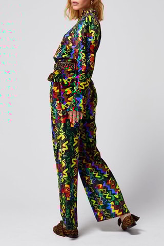 Pantalón wide leg - 
Negro