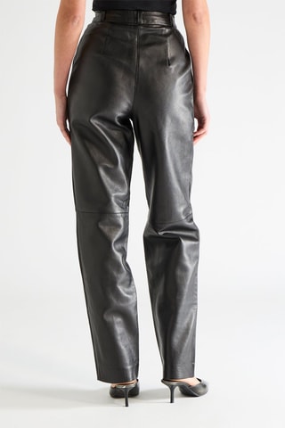 Pantalón tapered de piel de cordero - Negro