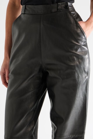 Pantalón tapered de piel de cordero - Negro