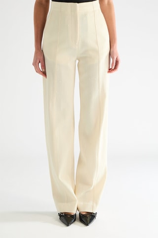 Pantalón de lana virgen de tiro alto - Marfil