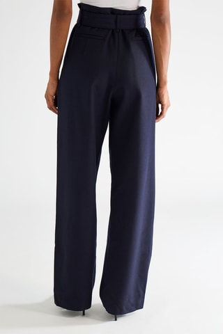 Pantalón de tiro alto de lana virgen - Azul marino