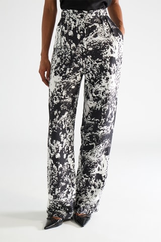 Pantalón de seda de lana de tiro alto - Negro y blanco