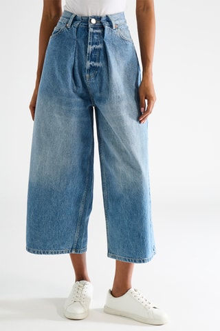 Vaquero de algodón orgánico de tiro alto - Azul