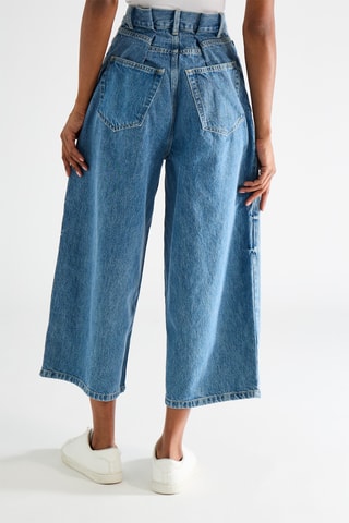 Vaquero de algodón orgánico de tiro alto - Azul