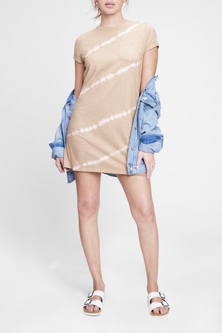 Vestido camiseta tie-dye - Beige