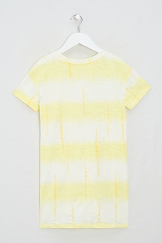 Vestido camiseta tie-dye - Blanco y amarillo