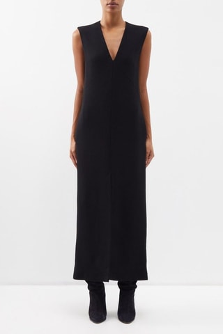 Vestido recto de lana - Negro - Raey