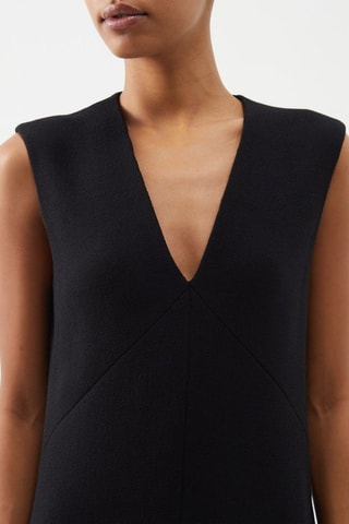 Vestido recto de lana - Negro - Raey