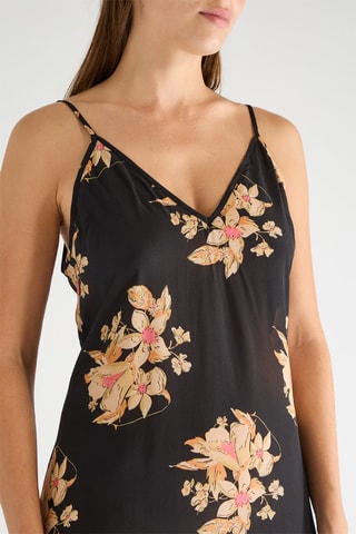 Vestido midi de seda - Negro