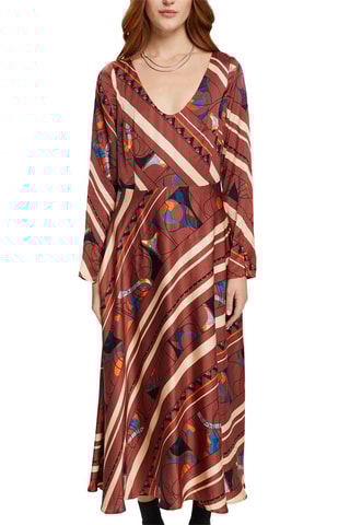 Vestido - Naranja y beige